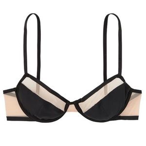 NWT Victoria’s Secret Very Sexy Unlined Mesh Black/Nude Demi Bra | 32D